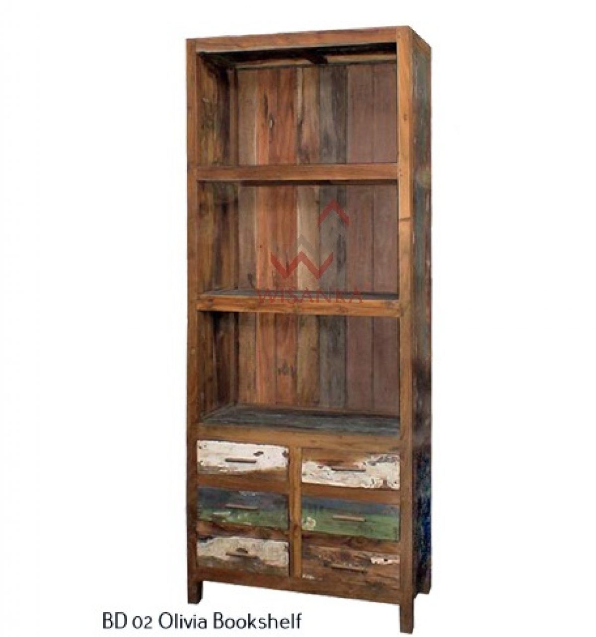 Olivia Boat Wood Bookshelf Furniture Wholesale Reclaimed Teak